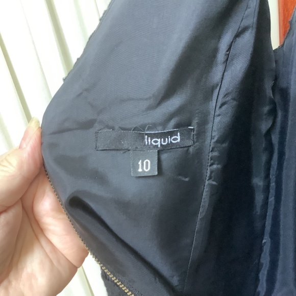 Liquid NY Black Sleeveless Embroidered Overlay Dress Size 10 Deep V in Back - Picture 9 of 10